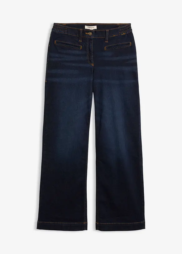 Jeans wide leg con elastico in vita, vita media, bonprix