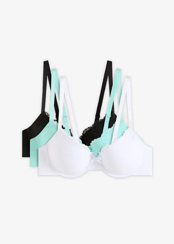 Reggiseno con coppe preformate e poliammide riciclata (pacco da 3), bonprix