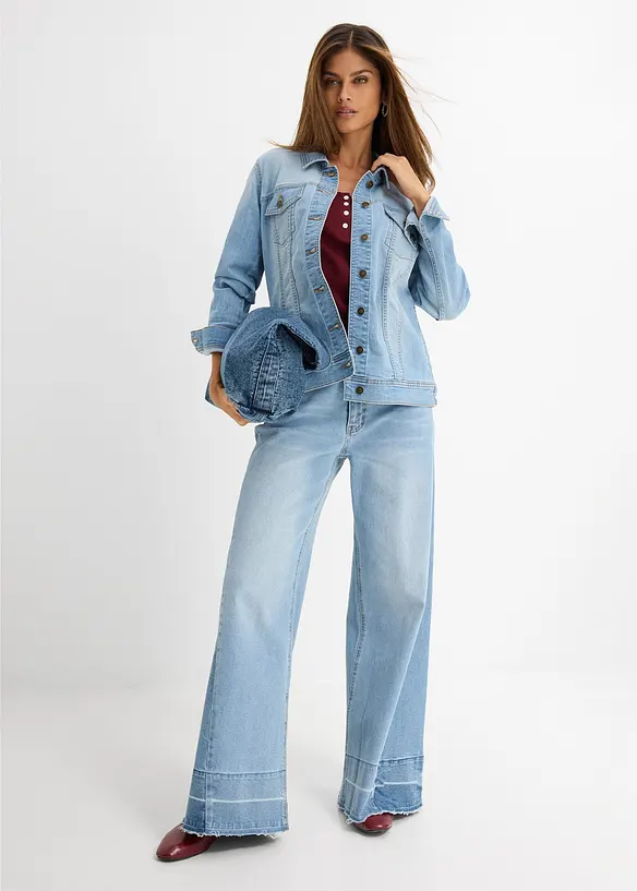 Giacca di jeans elasticizzata basic, bonprix