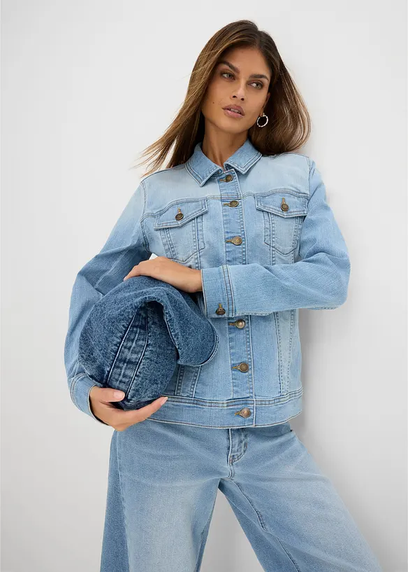 Giacca di jeans elasticizzata basic, bonprix