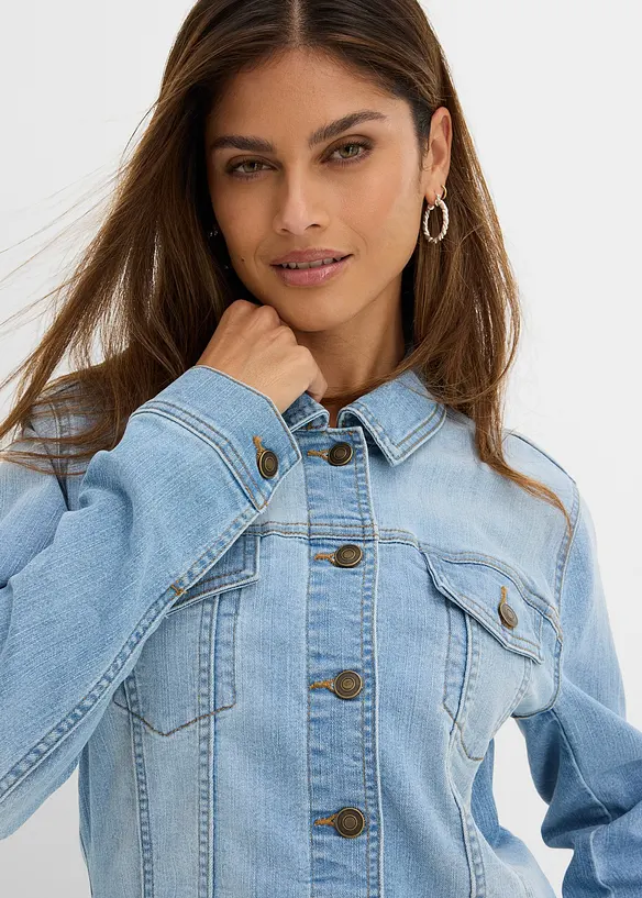 Giacca di jeans elasticizzata basic, bonprix