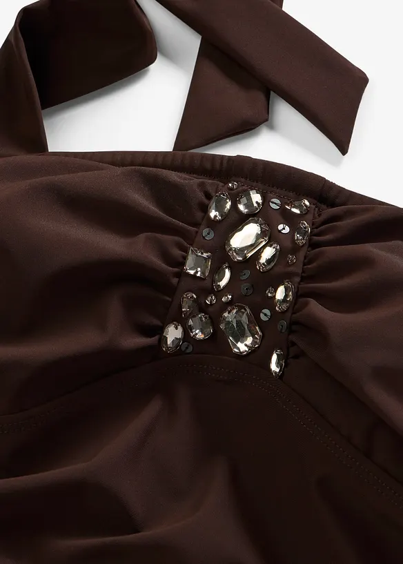 Costume intero con effetto modellante leggero e strass, bonprix