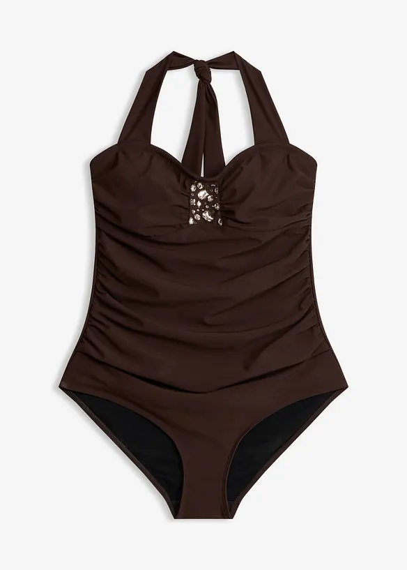 Costume intero con effetto modellante leggero e strass, bonprix