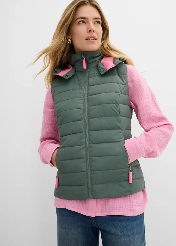 Gilet trapuntato con cappuccio, bonprix