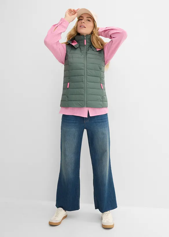 Gilet trapuntato con cappuccio, bonprix