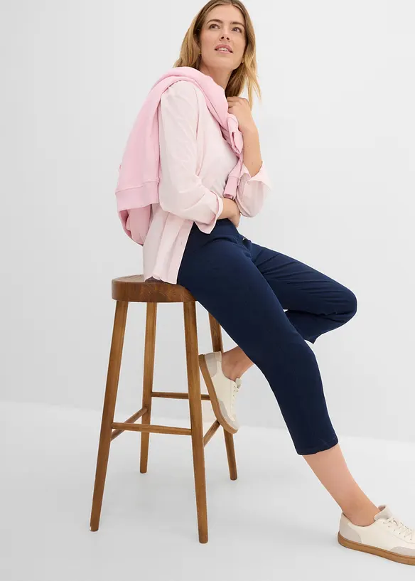 Jeans straight con cinta comoda, vita media, bonprix