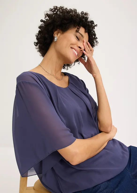 Blusa in chiffon con canotta, bonprix