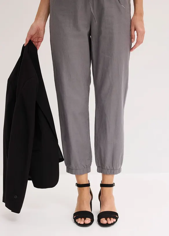 Pantaloni cropped in misto lino leggero, bonprix