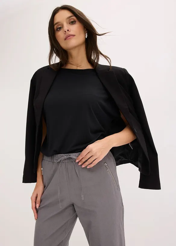 Pantaloni cropped in misto lino leggero, bonprix