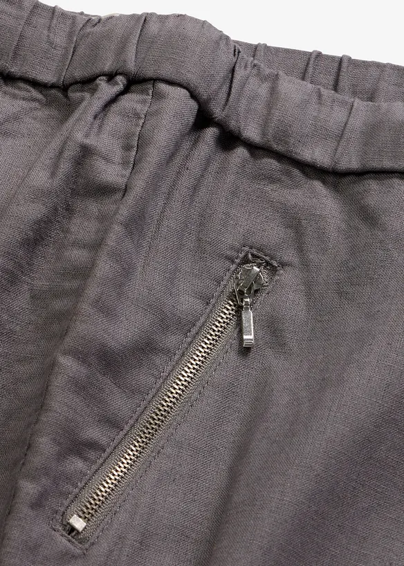Pantaloni cropped in misto lino leggero, bonprix
