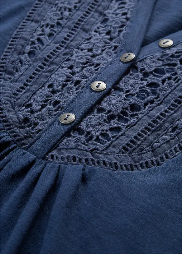 Maglia in cotone fiammato a maniche corte, bonprix