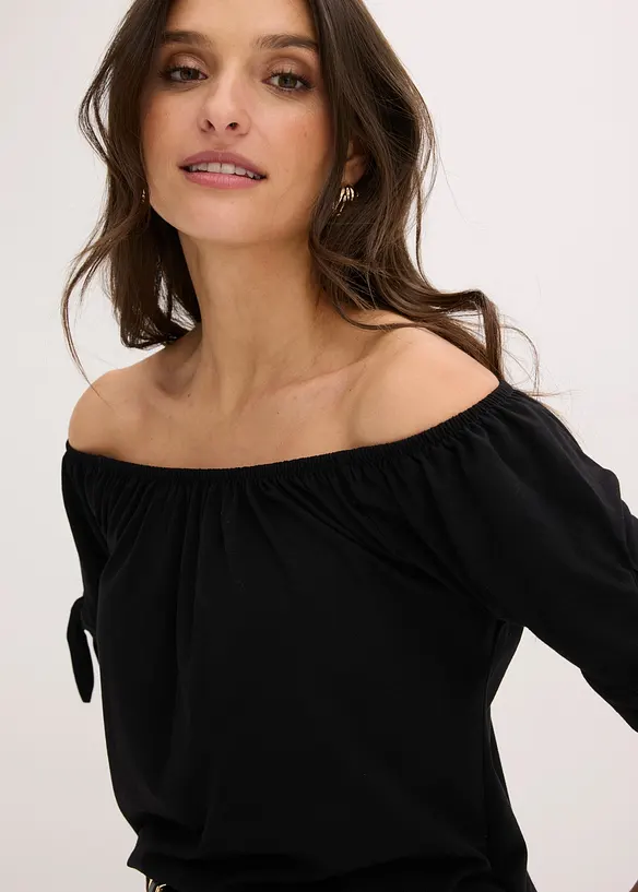 Maglia con spalle scoperte e laccetti, bonprix