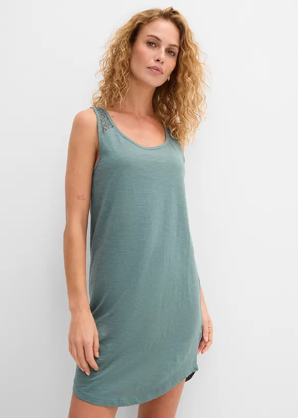 Abito in maglina di cotone con pizzo, bonprix