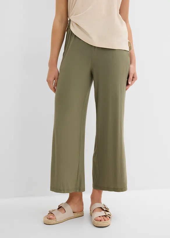 Pantaloni cropped in jersey di misto viscosa fluido, bonprix