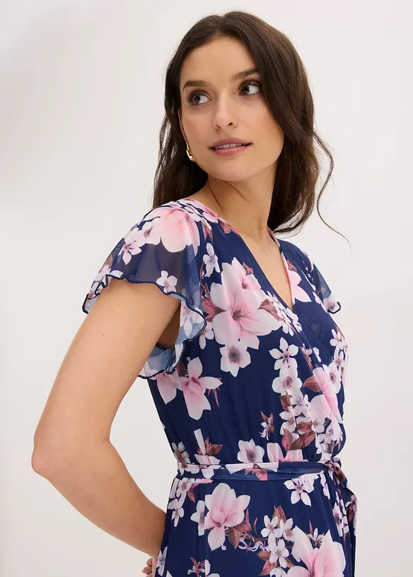 Abito midi in mesh fantasia, bonprix