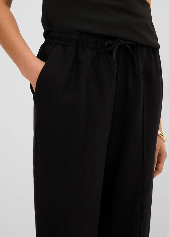 Pantaloni a palazzo in misto lino e viscosa leggero, bonprix