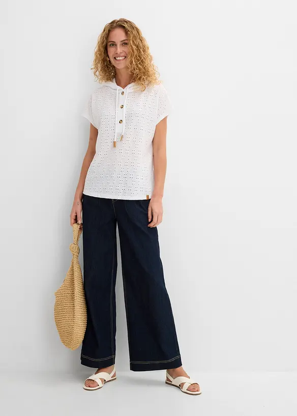 Maglia serafino con cappuccio, bonprix