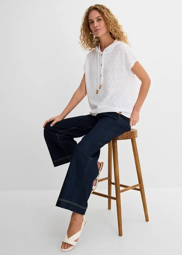 Maglia serafino con cappuccio, bonprix