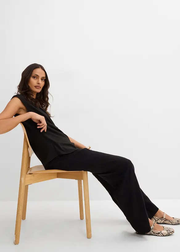 Pantaloni a palazzo in misto lino e viscosa leggero, bonprix