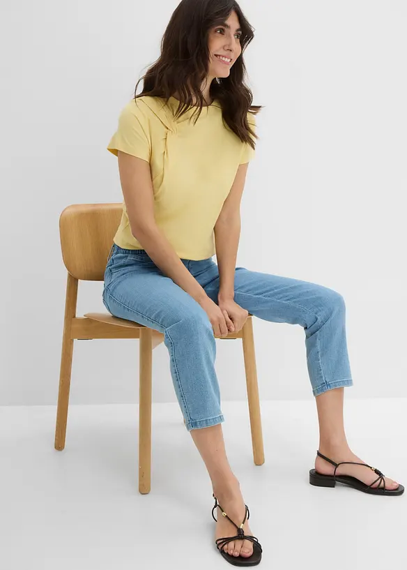 Jeans straight con cinta comoda, vita media (pacco da 2), bonprix