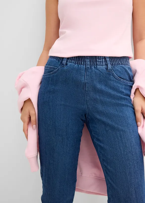 Jeans straight con cinta comoda, vita media (pacco da 2), bonprix