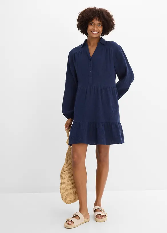 Abito corto a balze in mussola, bonprix