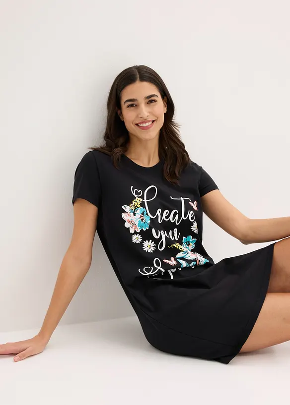 Camicia da notte corta in puro cotone (pacco da 2), bonprix