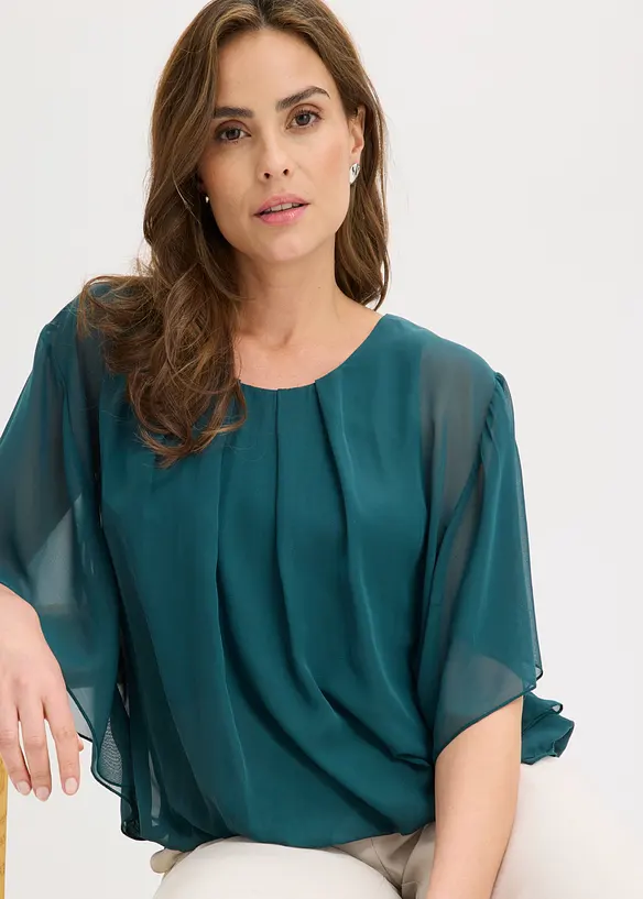 Blusa in chiffon con canotta, bonprix