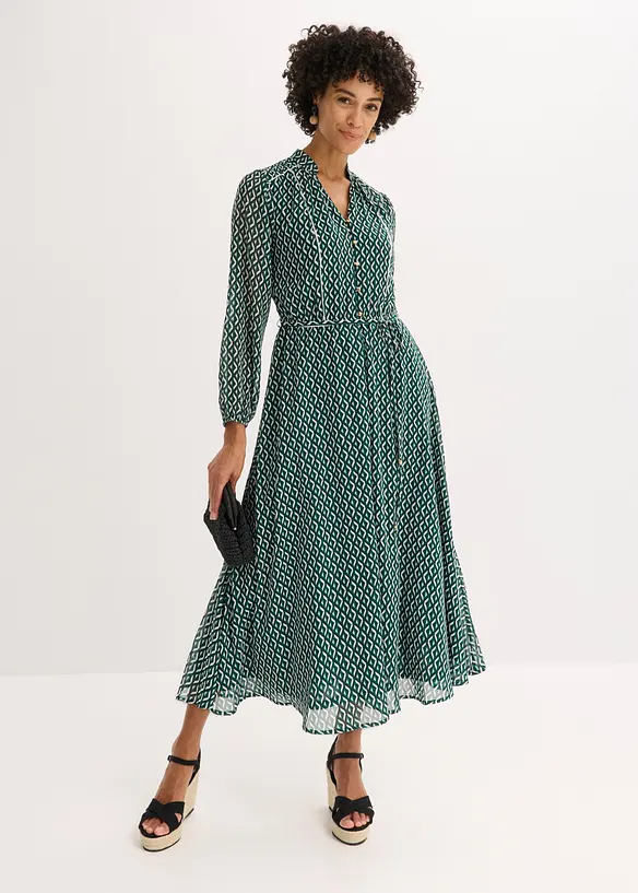 Abito di chiffon con rifiniture a contrasto, bonprix