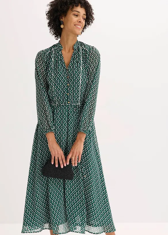 Abito di chiffon con rifiniture a contrasto, bonprix