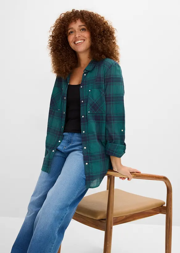 Top lungo in cotone biologico con spalline sottili (pacco da 2), bonprix