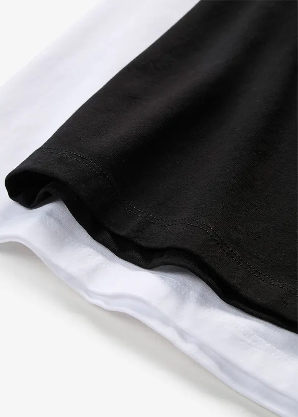 Top lungo in cotone biologico con spalline sottili (pacco da 2), bonprix