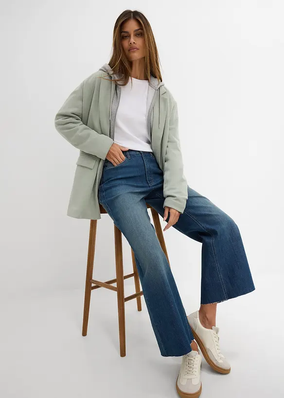 Jeans cropped wide leg, vita alta, bonprix