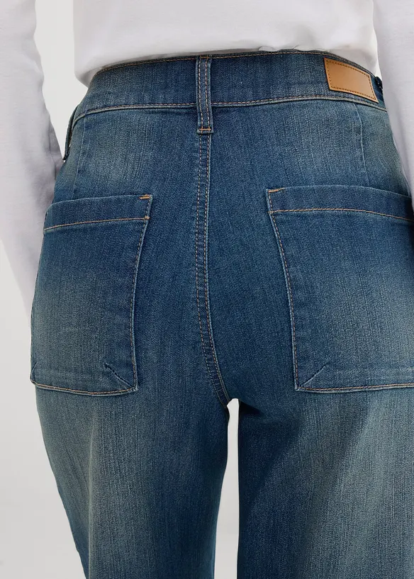 Jeans cropped wide leg, vita alta, bonprix