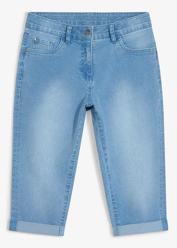 Jeans capri regolabili in vita, vita media, bonprix