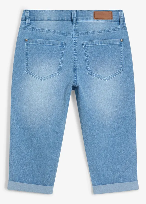 Jeans capri regolabili in vita, vita media, bonprix