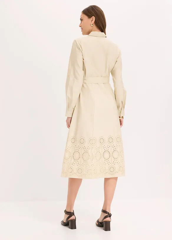 Abito chemisier con ricamo traforato, bonprix