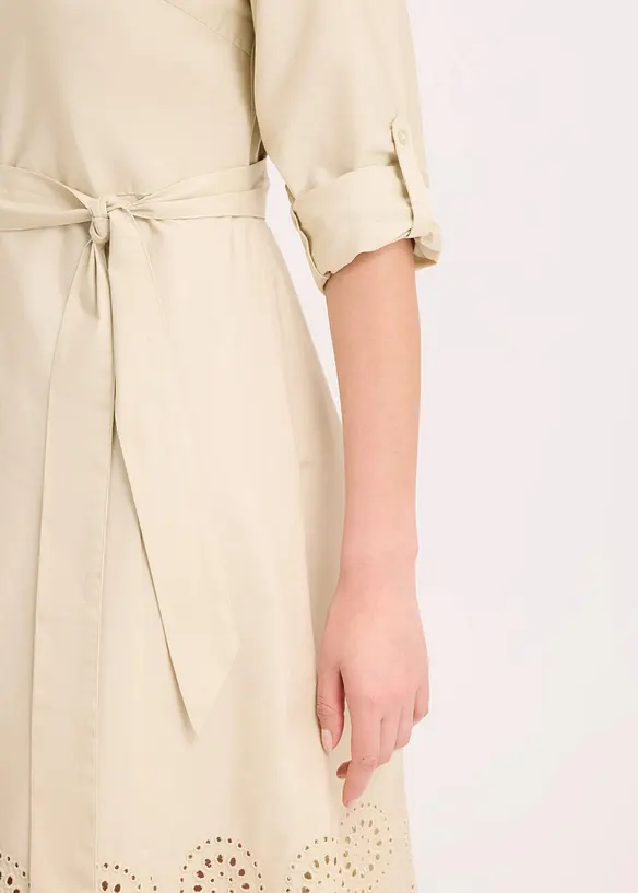 Abito chemisier con ricamo traforato, bonprix