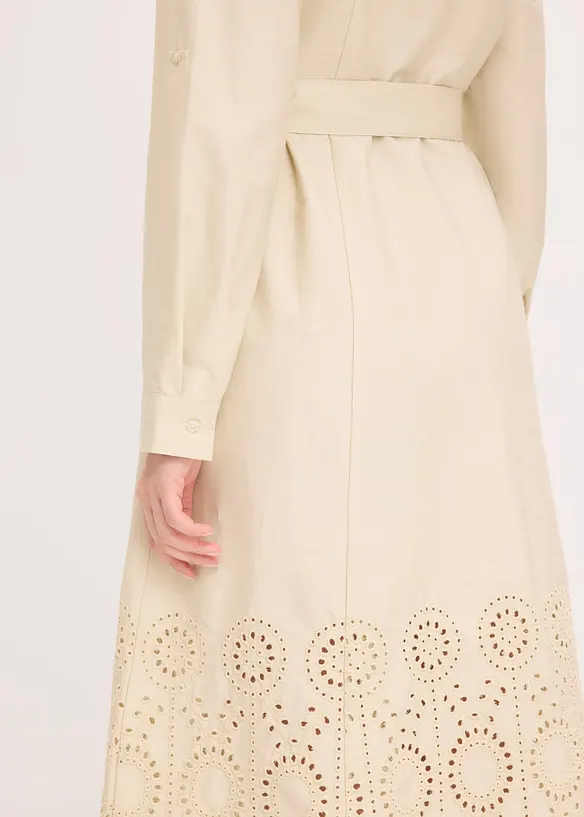 Abito chemisier con ricamo traforato, bonprix