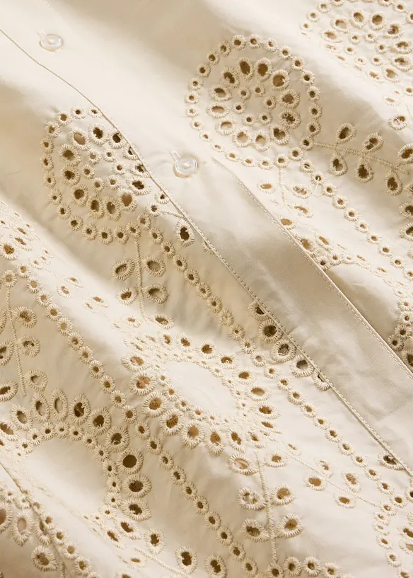 Abito chemisier con ricamo traforato, bonprix