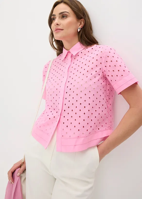 Camicetta con ricami traforati, bonprix