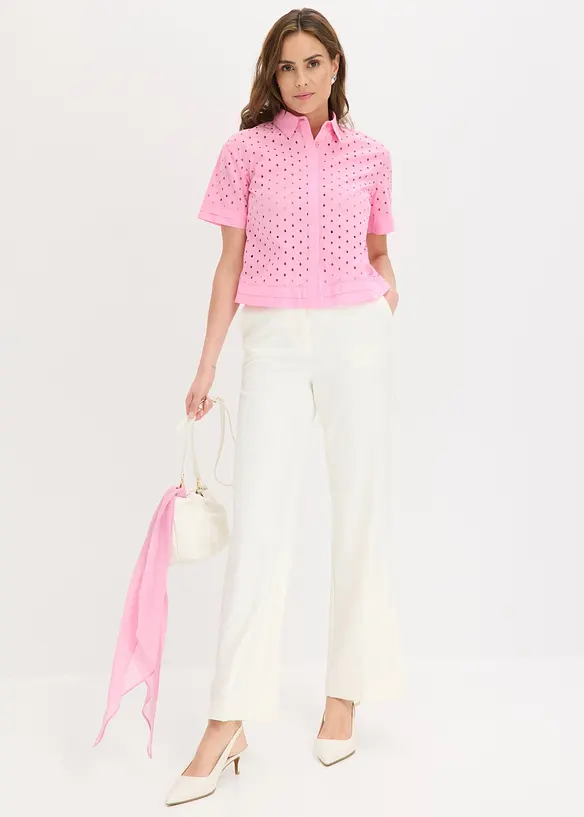 Camicetta con ricami traforati, bonprix