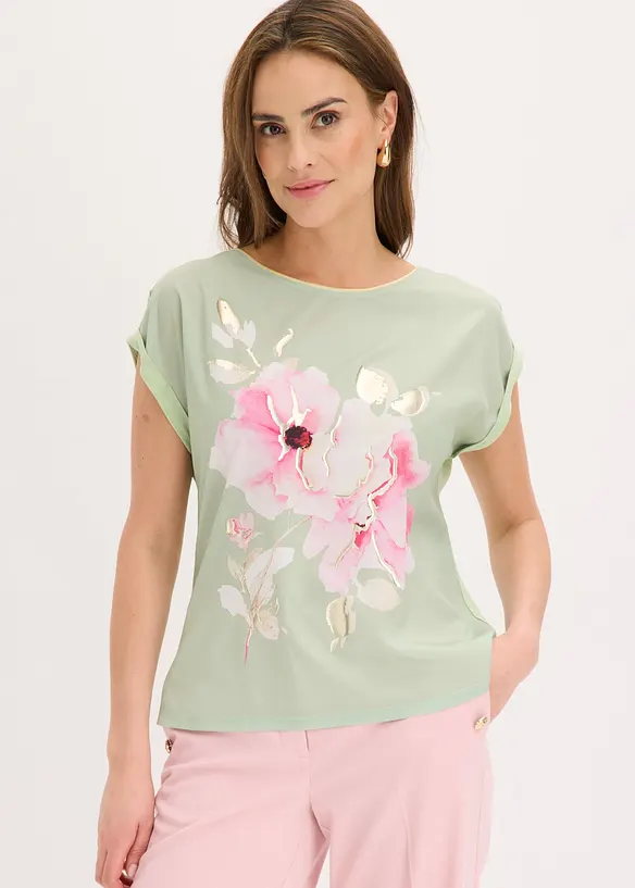 Maglia con inserto in tessuto, bonprix