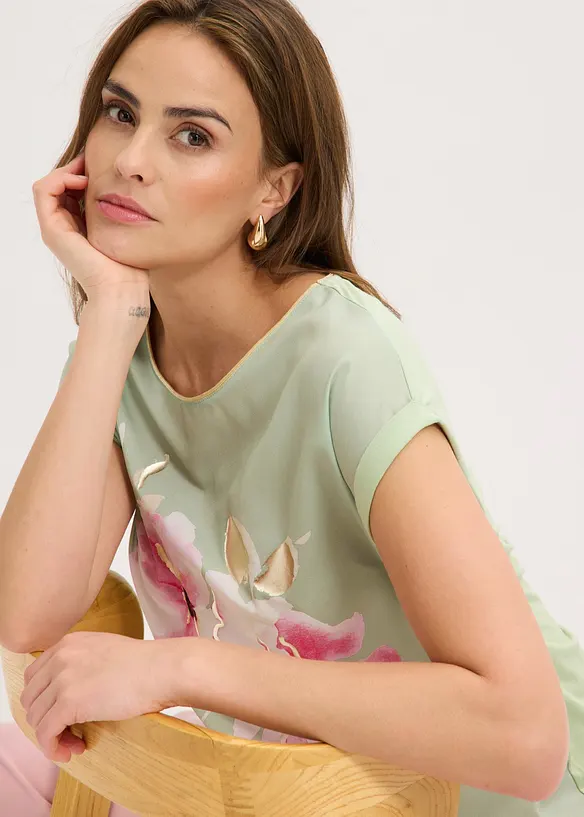 Maglia con inserto in tessuto, bonprix