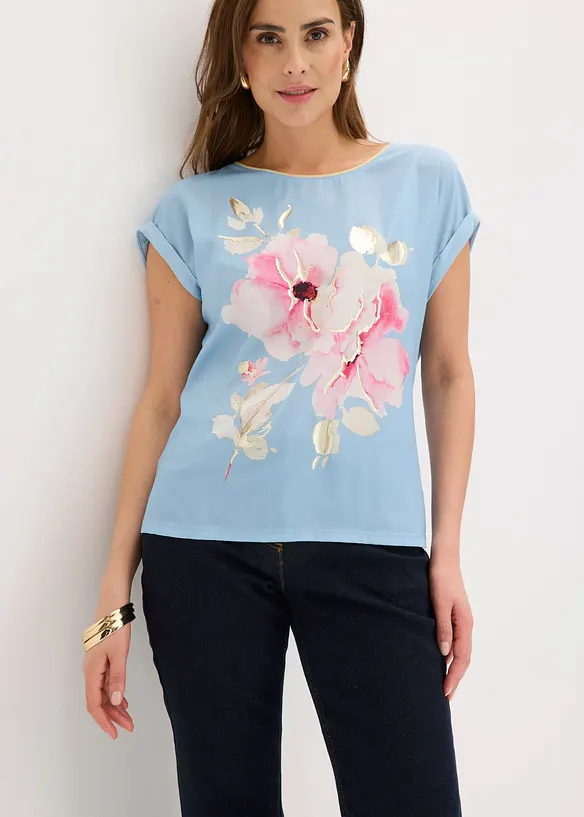 Maglia con inserto in tessuto, bonprix