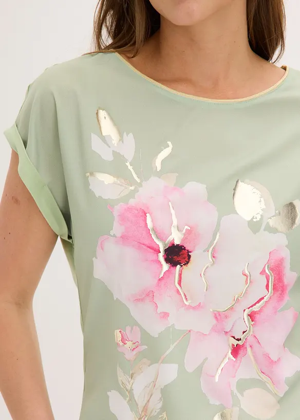 Maglia con inserto in tessuto, bonprix