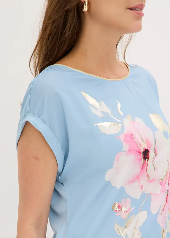 Maglia con inserto in tessuto, bonprix