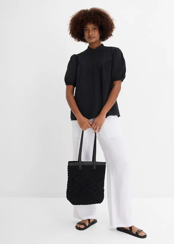 Blusa a maniche corte in mussola ariosa, bonprix