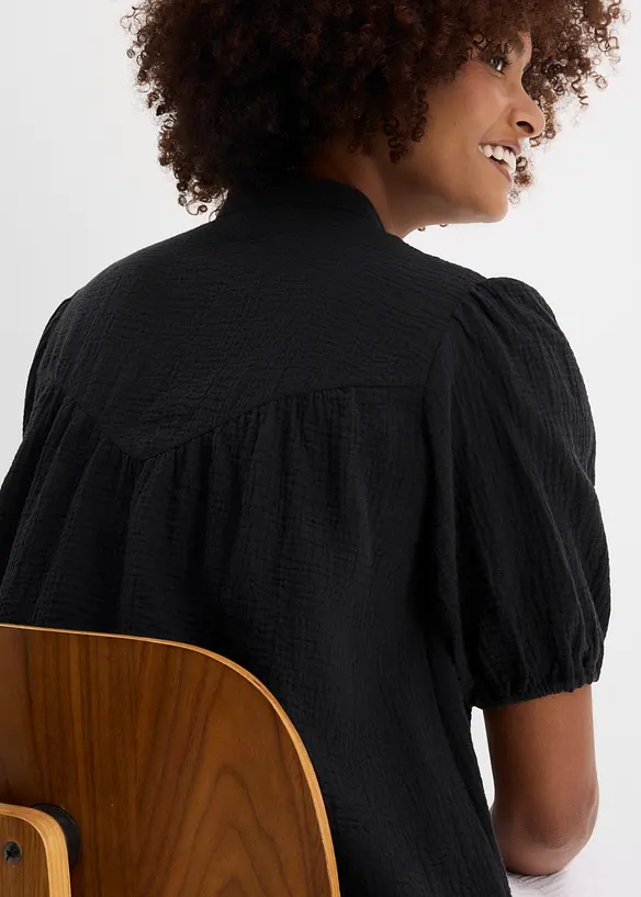 Blusa a maniche corte in mussola ariosa, bonprix