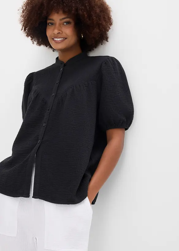 Blusa a maniche corte in mussola ariosa, bonprix